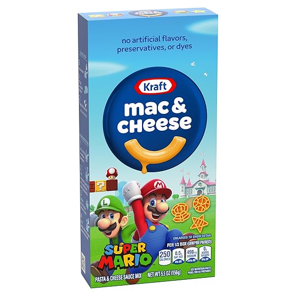 KRAFT MAC & CHEESE MACARONI AND CHEESE DINNER WITH SUPER MARIO POWER-UP PASTA SHAPES (5.5 OZ BOX)