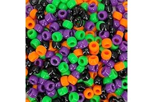 MIIIM 1000PCS 6x9mm Pony Beads Bulk, Halloween Kandi Beads for Bracelets Making Kit, Hair Braids Crafts for Jewelry Making (Halloween)