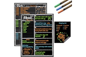 JJPRO Magnetic Dry Erase Menu and Chore Chart Blackboard for Fridge-Weekly Meal Planner Chalkboard,Behavior Chart Chalkboard for Multiple Kids with Notepad Blackboard