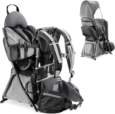 besrey Baby Backpack Carrier Toddler Hiking Backpack 5-Point Seat Silver Grey