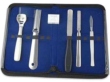 7-Teiliges Premium Beauty-Set Hornhautraspel Fussfeile Etui mit Hobel + 10 Solingen Klingen