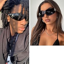Haqptul Rimless Y2K Sunglasses Star Wrap Around