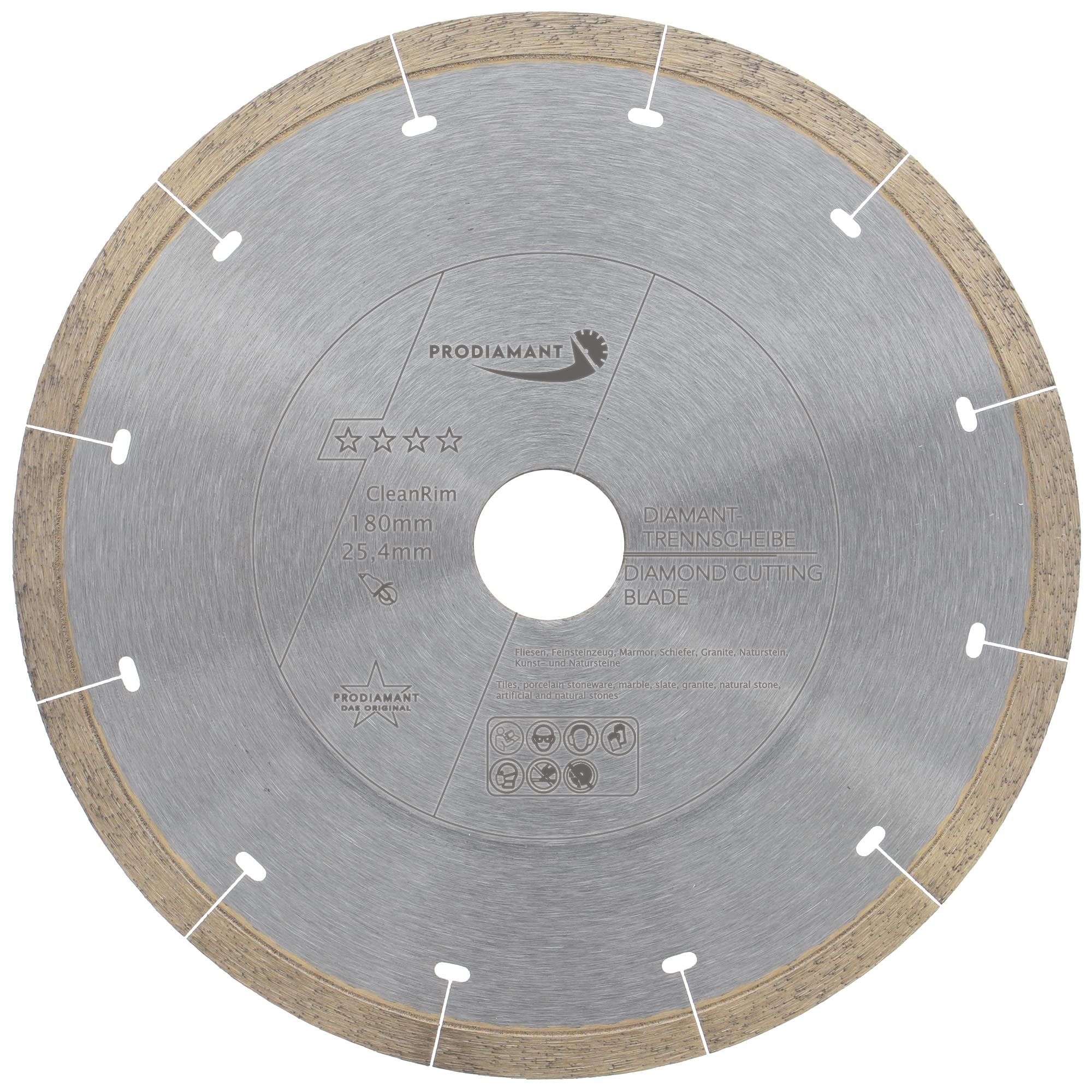 PRODIAMANT FD30 CleanRim Diamond Tile Disc 180 mm for Thin Porcelain Stoneware Large Format Natural Stone Marble Slate and Granite