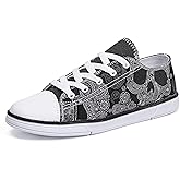 FIRST DANCE Women Skull Shoes Printed Cool Paisley Print Fashion Sneakers for Teen Men Boys Girls Student Canvas Shoes for Ladies