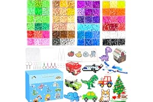 5mm Fuse Beads Kit -72 Colors Craft Set for Kid.Fuse Beads Set with Pegboards, Ironing Papers and Accessories,Fuse Beads 4 Bo