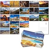 Landscape Postcards - 6 x 4 in, 40-Pack US National Park Style - 20 Retro Scenic Designs & Blank Back for Mailing & Writing - Travel Postcard Set