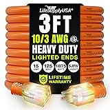 3ft Outdoor/Indoor Extension Cord 10/3 Gauge Ultra