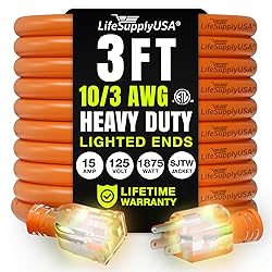 3ft Outdoor/Indoor Extension Cord 10/3 Gauge Ultra