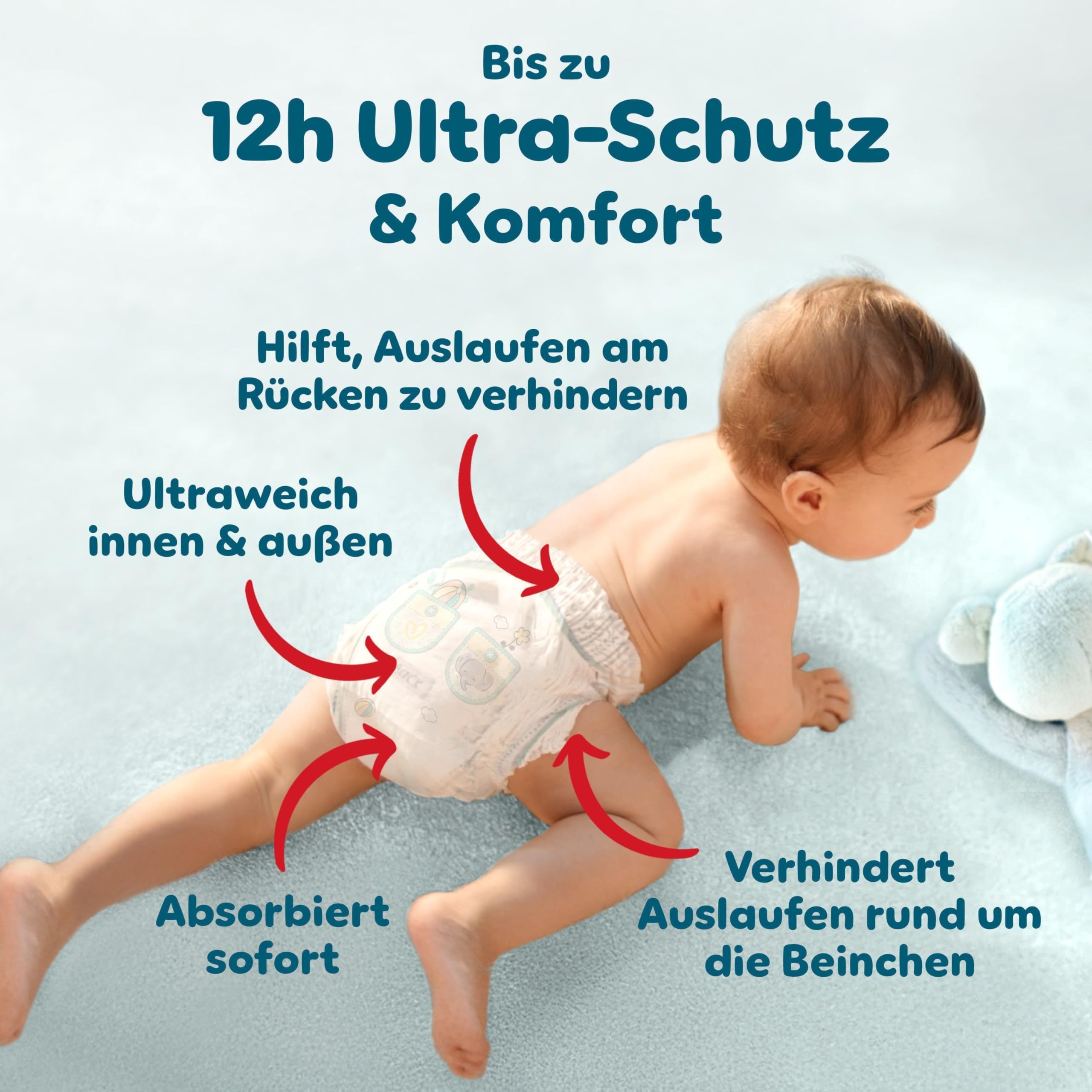 Pampers Premium Protection Pants Größe 7, 123 Windeln, 15kg+, mit 360° Passform und weichen Anti-Auslaufbündchen für unseren besten Komfort und Schutz 5