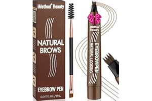 iMethod Eyebrow Pen - Eyebrow Pencil Magical Upgraded Eye Brow Pencils for Women with 4 Fork Tip & Spoolie Brush for Hair-Like Natural Brows, Last All-Day, Microblading Eyebrow Pen, Light Brown