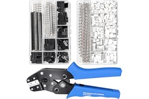 Taiss Dupont Crimping Tool Kit Ratcheting Wire Crimper with 2.54mm 600PCS Dupont Connectors and 560PCS JST XH Connectors,Dupont Crimper,JST Crimper(0.08-0.5mm² 28-20AWG)