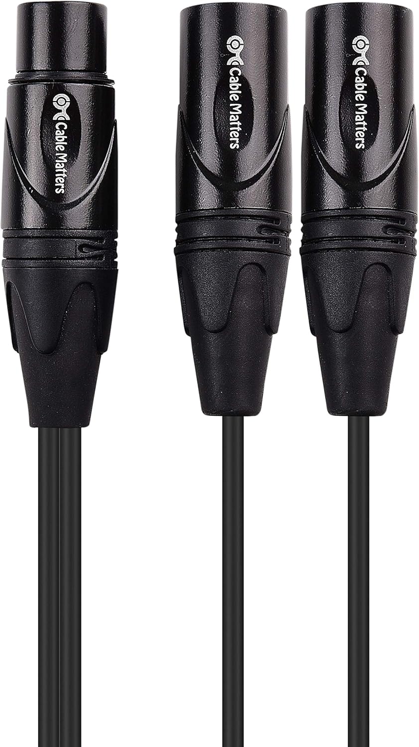 Cable Matters XLR Splitter Cable, Female to 2 Male XLR Y Cable - 18 Inches: Musical Instruments