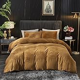 Ivellow Velvet Flannel Duvet Cover King Size Rust Duvet Cover King Velvet Comforter Cover Set Ultra Soft Breathable Cozy Velour Duvet Cover Solid Luxury Bedding Set Zipper Closure Corner Ties