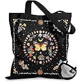 Miss Adola Canvas Tote Bag with Pockets - Aesthetic Reusable Totes for Women Ladies Cute Printed Cloths Canvas Shoulder Bag
