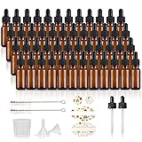 HWASHIN 48 Pack 1/2 oz (15ml) Amber Glass Bottles