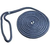 ACY Marine- Double Braided Nylon Dock Line - Boat Rope - Marine and Pontoon Accessories - Braided, Reinforced Boat Ropes and Ties for Docking - Stretch Resistant with 12” Spliced Loop for Mooring