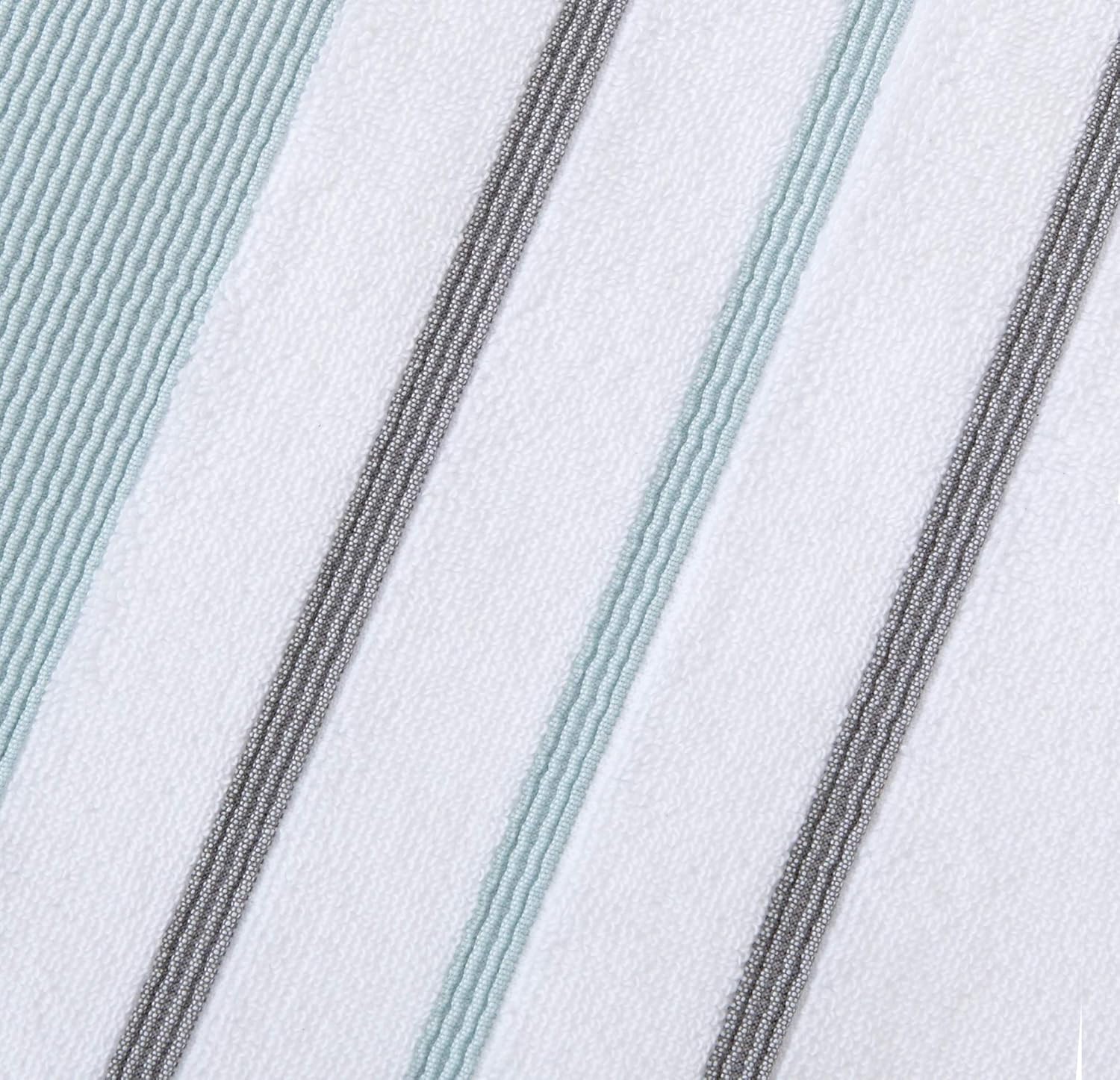 Great Bay Home 100% Turkish Cotton Striped Bath Towels, Luxury 6 Piece Set - 2 Bath Towels, 2 Hand Towels and 2 Washcloths. Highly Absorbent Quick-Dry Towels (6 Piece Set, Eucalyptus/Grey): Home & Kitchen