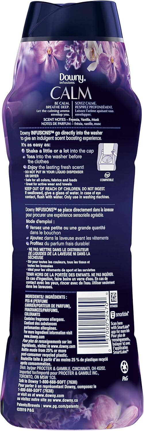 Downy Infusions in-Wash Scent Booster Beads, Calm, Lavender & Vanilla Bean, 20.1 Oz: Health & Personal Care