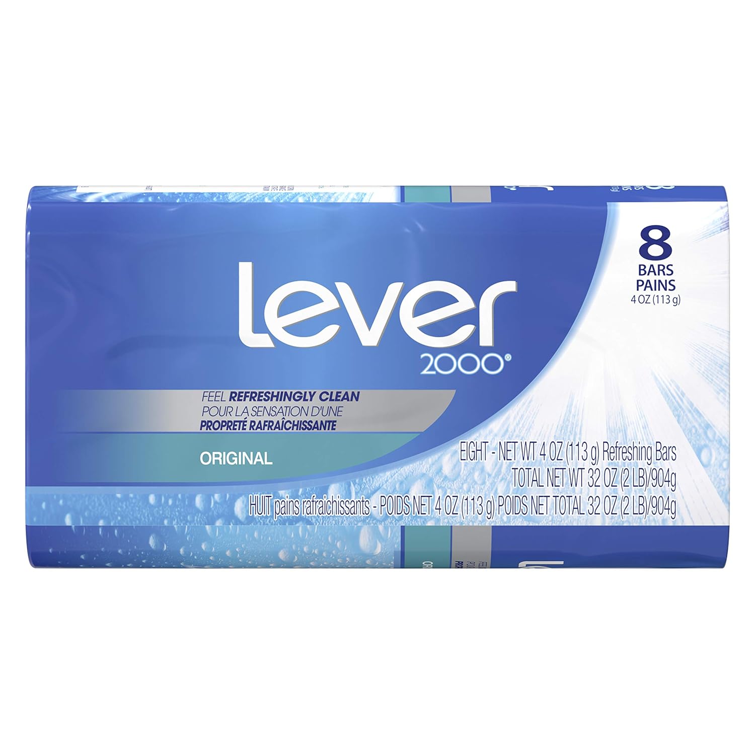 Lever 2000 Bar Soap Refreshing Body Soap and Facial Cleanser Original Effectively Washes Away Bacteria 4 oz 8 Bars: Prime Pantry