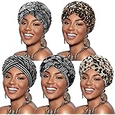 DRESHOW African Women Turban Caps Beanie Twist Headscarf Pre-Tied Double Twisted Braids Headwraps for Women Chemo Cancer Cap