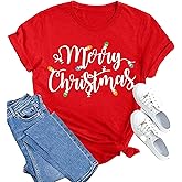 MAIHUN Christmas Shirts Womens Merry Christmas Shirt Xmas Holiday Tshirt Christmas Tree Tee Tops