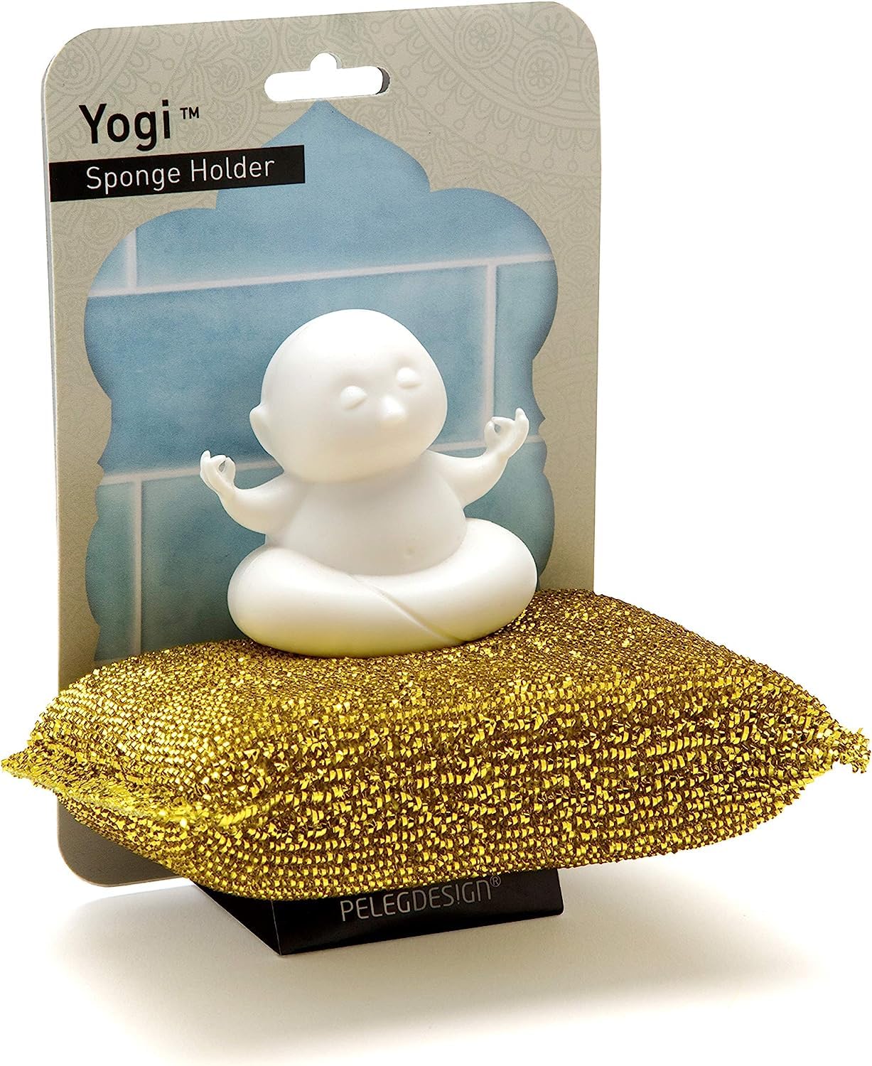PELEG DESIGN Yogi Sponge Holder, Cute Plastic Sponge Holder for Kitchen Sink with Suction Cup,Dish Sponge Caddy Holder,Dries All Types of Sponges - Sponge Included