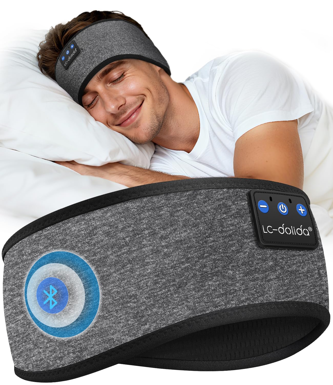 LC-dolida Sleep Headphones Headband Bluetooth 5.4, Sports Headband Sleeping Earphones Bluetooth with USB C for Women Men Sports Gifts Workout Jogging Yoga Insomnia Air Travel Meditation