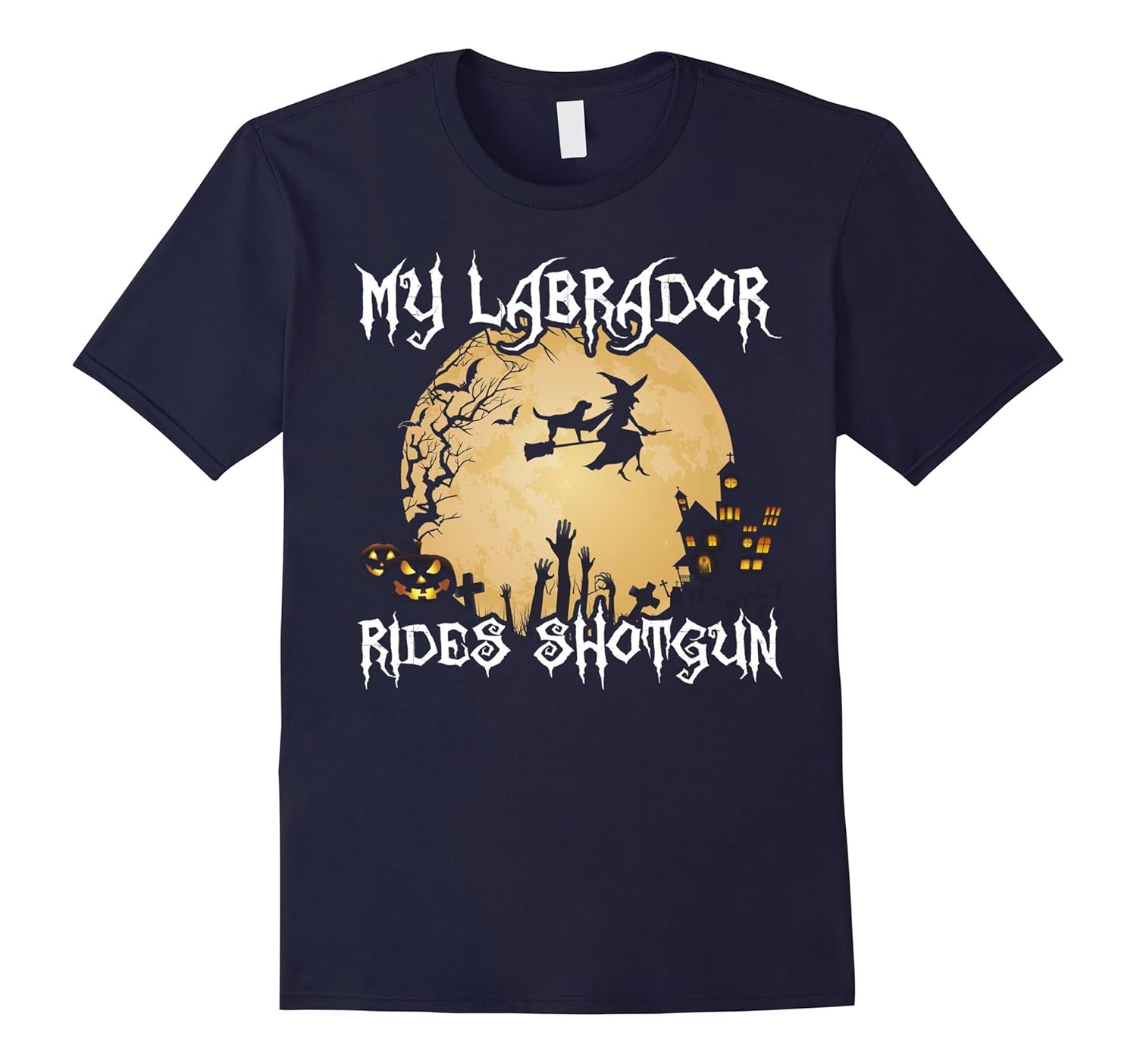 Halloween Costumes Lab Dog Shirt - My Labrador Rides Shotgun-ANZ