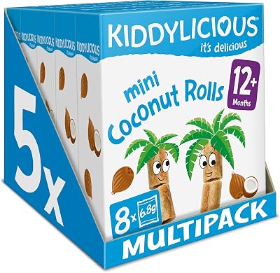 Kiddylicious Coconut Rolls Kids Snack 8x5 Rolls 40 Total 12+ Months