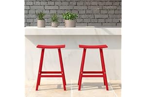 WestinTrends Malibu 2 Piece Set of 24 Height Outdoor/Patio Saddle bar stools, Red
