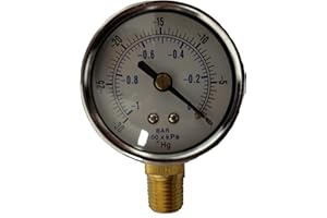 AMERICAN GRANBY 2 Inch Bottom Mount Pool Vacuum Gauge - 0-30 HG