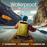 Earth Pak 35L Waterproof Backpack Roll-Top Yellow Front Pocket Phone Case view 3