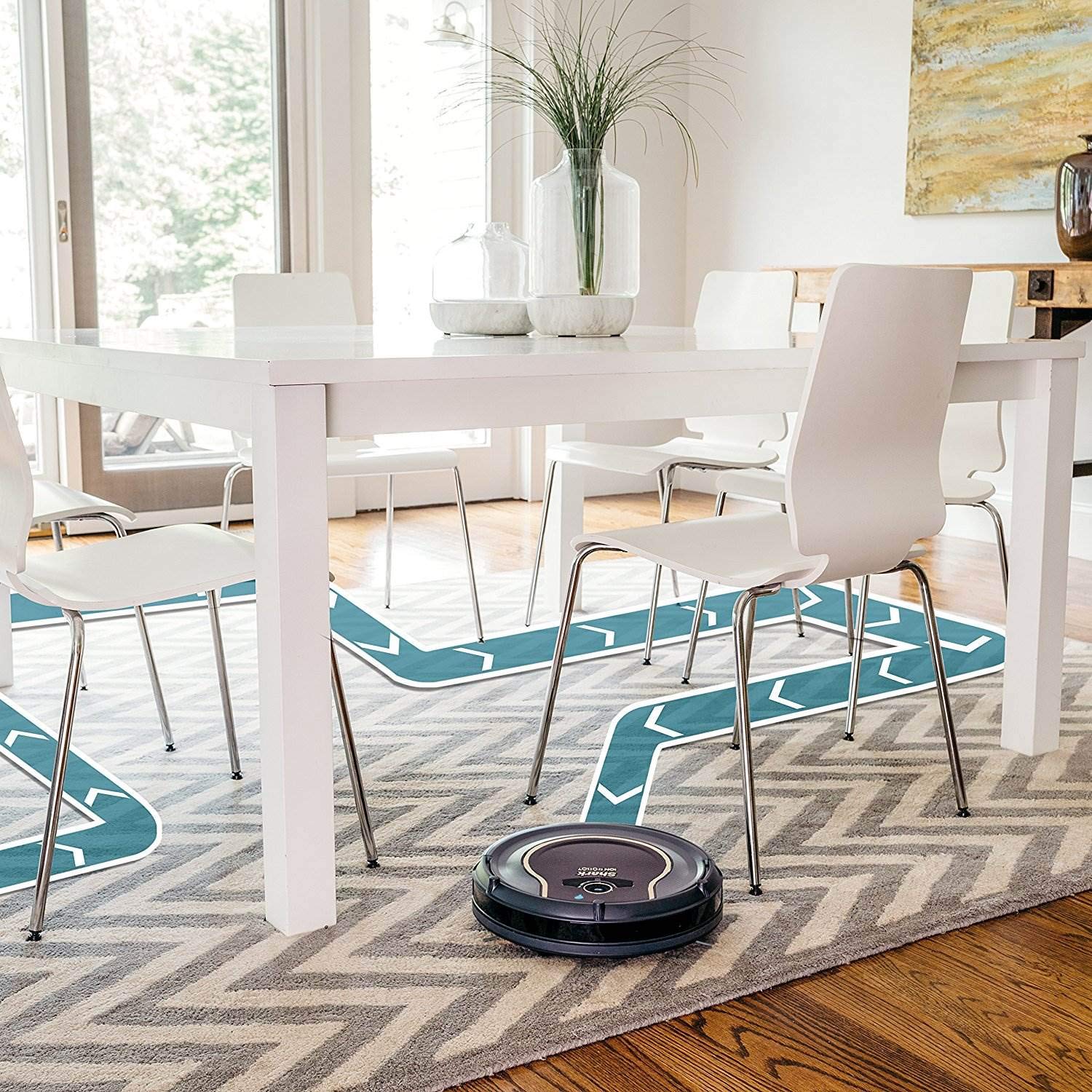 SHARK ION Robot Vacuum R75 WiFi-Connected, Voice Control Dual-Action Robotic Vacuum Carpet and Hard Floor Cleaner, Works with Alexa (RV750), Smoke - View 3