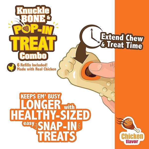 NYLABONE POP-IN TREAT-TOY REFILL CHEWS, ALL-NATURAL DOG TREATS FOR TREAT DISPENSING TOYS, CHICKEN FLAVOR, 30 COUNT