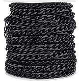 CleverDelights Bulk Curb Chain - 6x8mm Link - 50 Feet - Dark Black Color