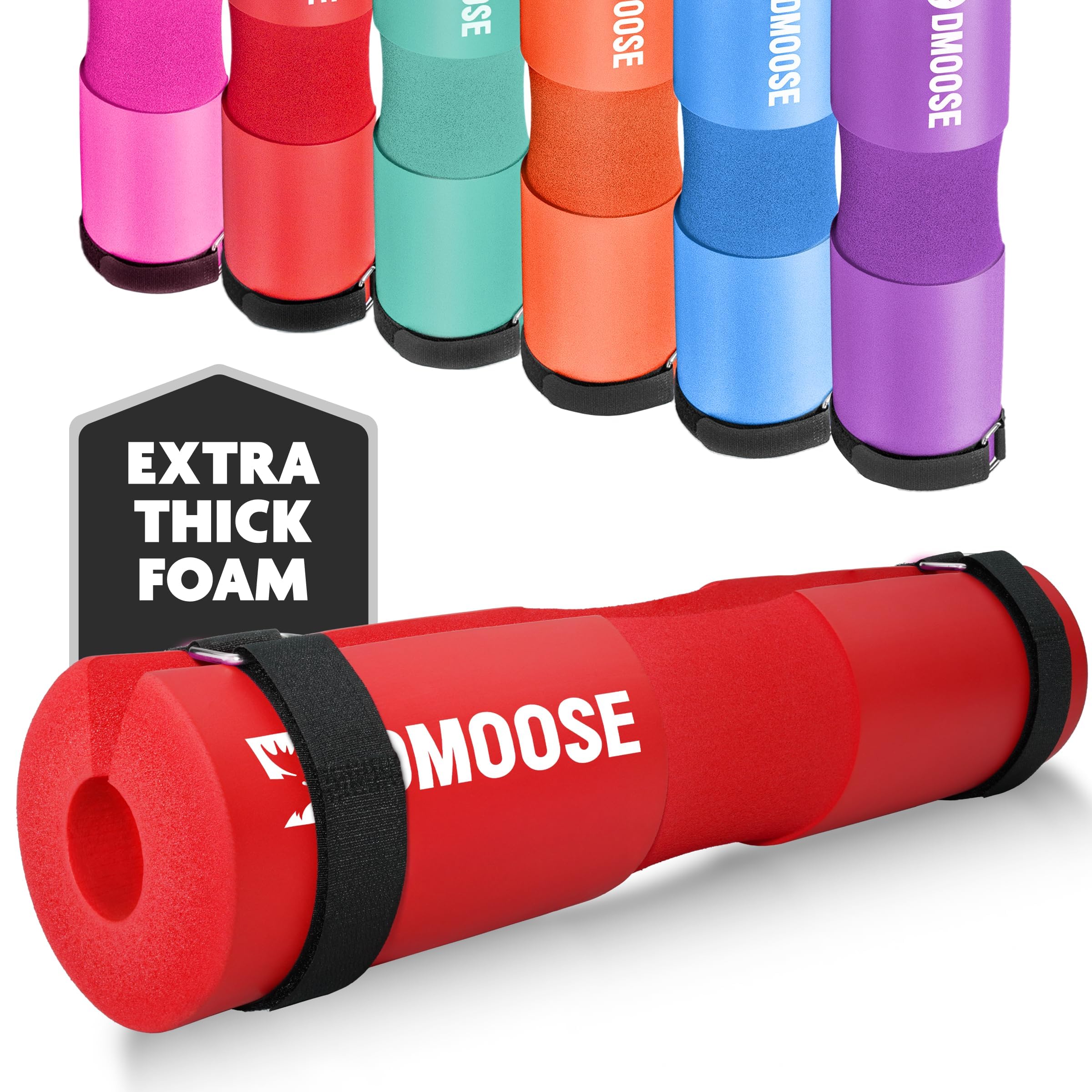 DMoose Fitness Barbell Pad - Non-Slip EVA Foam Squat Pad with Safety Straps for Hip Thrusts, Squats & Lunges - Relieves Neck, Shoulder & Back Pressure for Standard & Olympic Bars — image 1