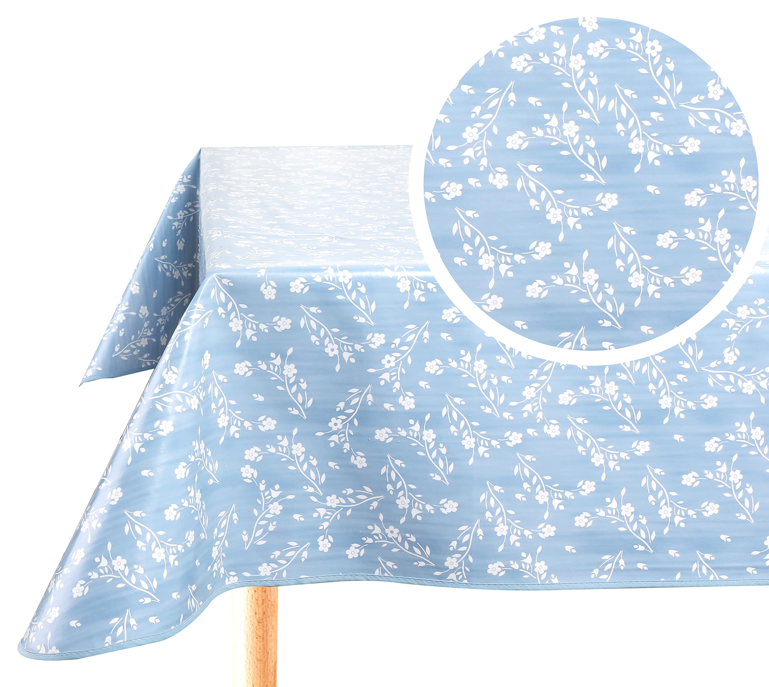 Home Direct Rectangular Oilcloth PVC Wipe Clean Tablecloth Table Cover 140cm x 240cm 55x94 Blue Grey