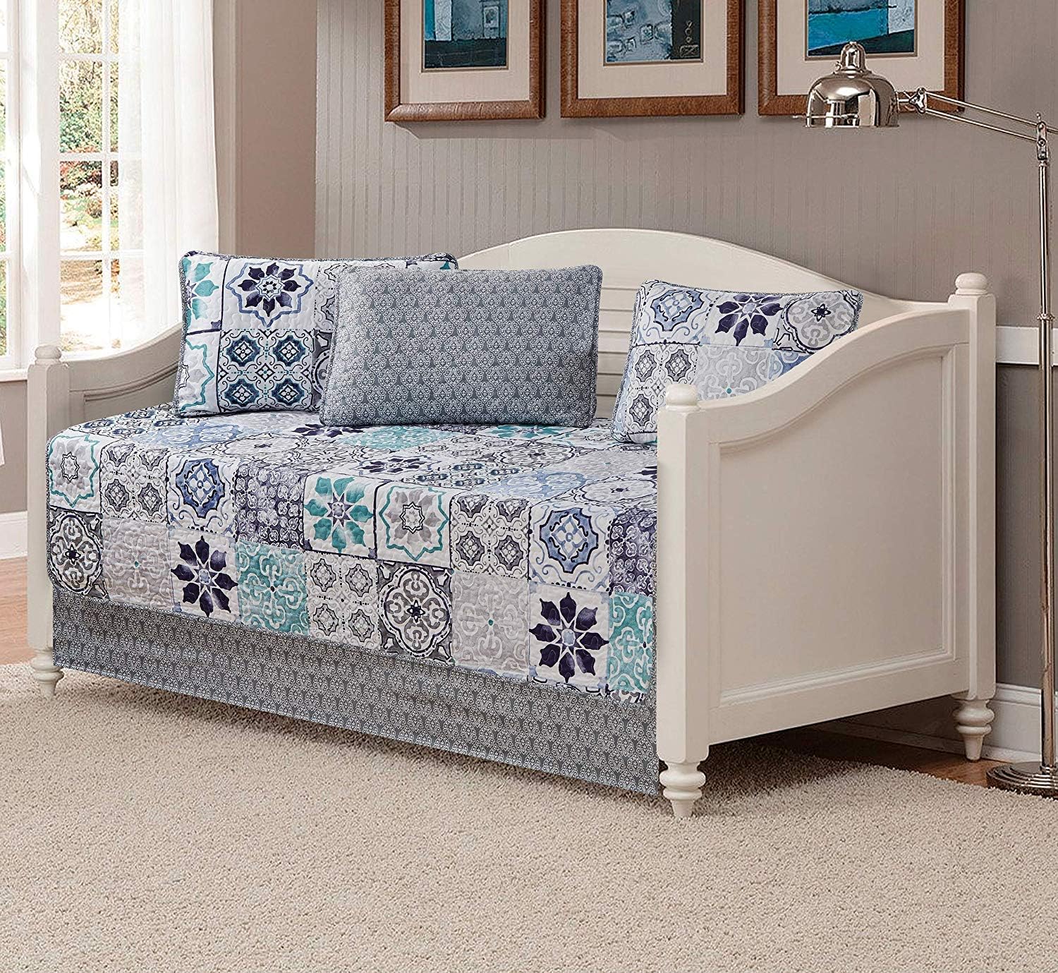 Linen Plus 5pc Daybed Cover Set Quilted Bedspread New (Grey