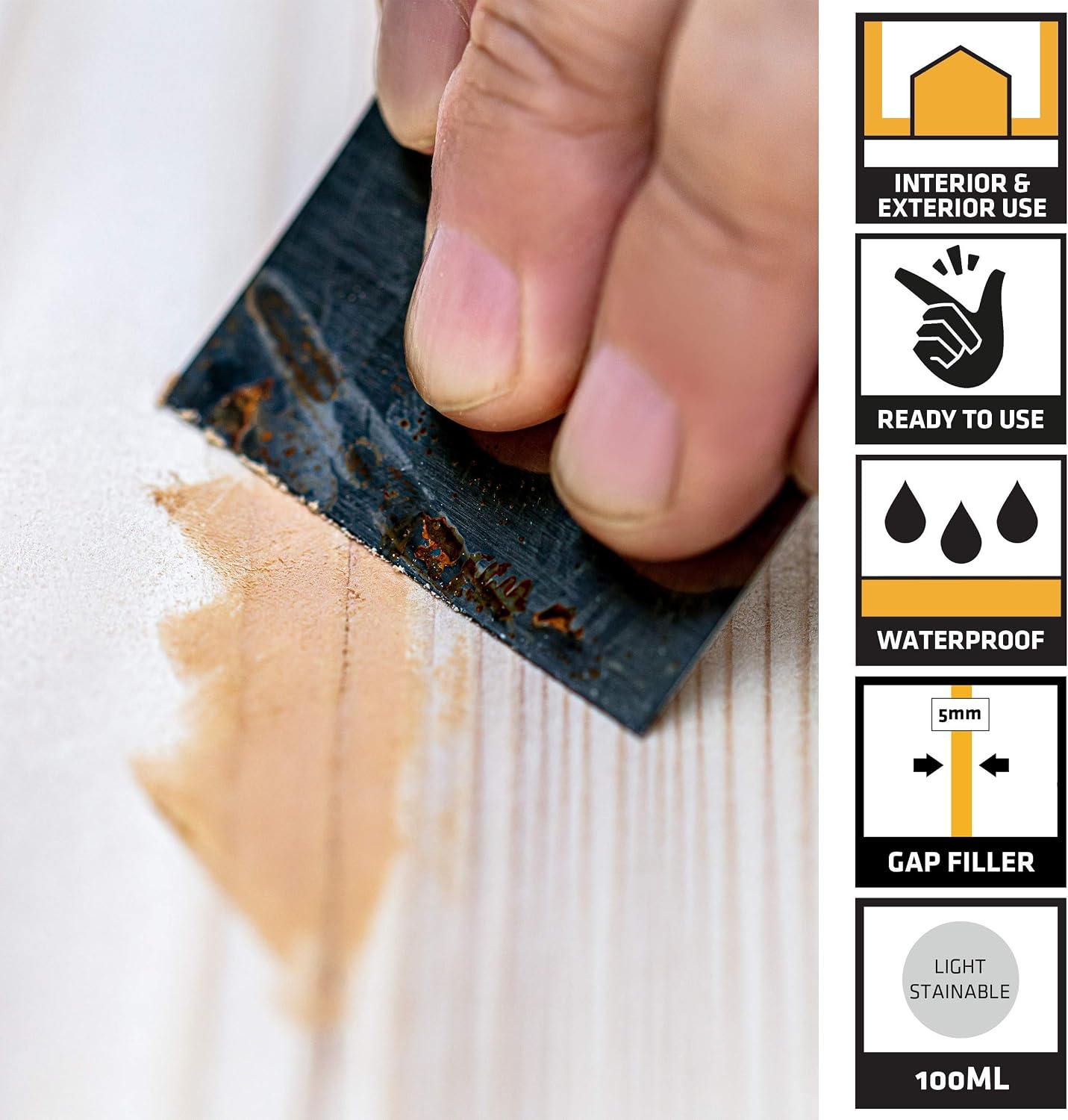 Everbuild Multipurpose Wood Filler - Ideal For Filling Small Imperfections - Sandable - Light Stainable - Easy Squeeze Tube - 100ml - Image 3