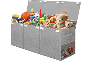 Fineonly Extra Large Toy Box Chest with Lid, Kids Toy Storage Organizer for Boys Girls, Big Toy Bin Basket Extra Large Toy Storage Box for Living Room Playroom Nursery (40" x14" x16")