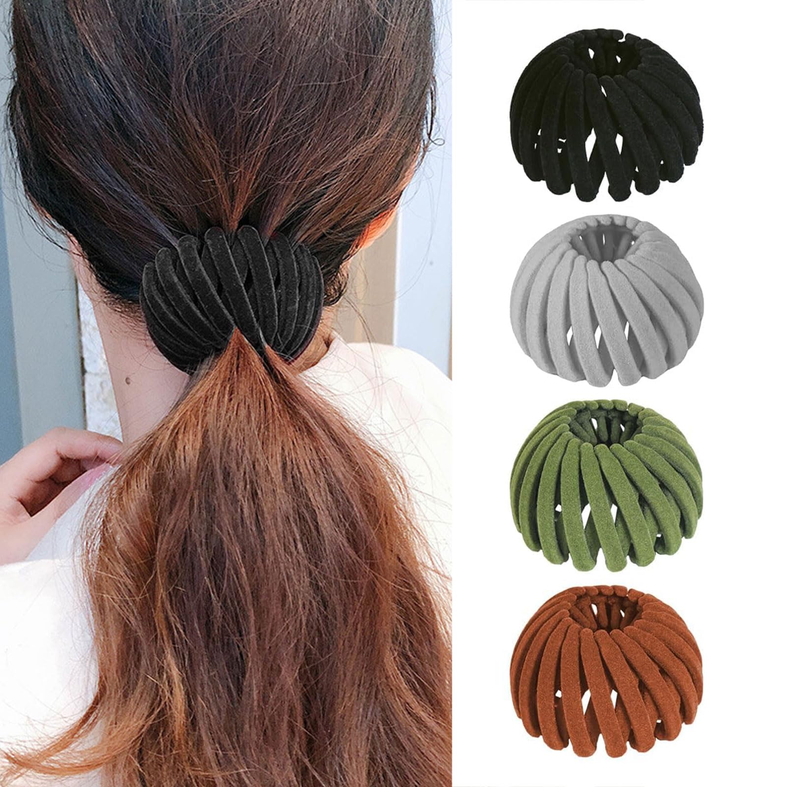 GWAWG Bird Nest Hair Clips Hair Accessories Women Ponytail Holder Expandable Hair Bun Maker Retractable Horsetail Clip Retro Geometric Hair Pin for Thin Fine Thick Curly Hair