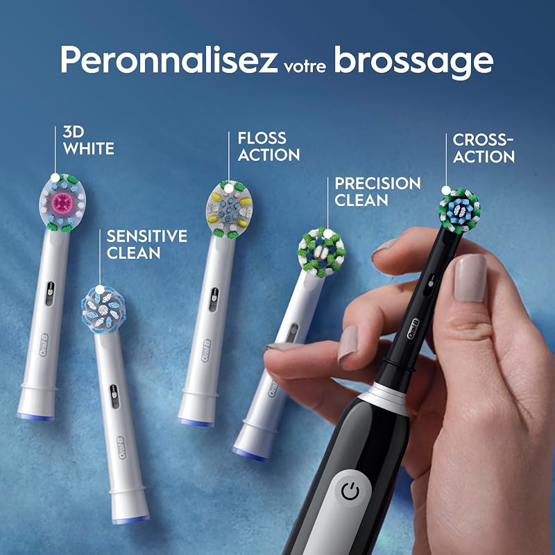 Brosse à Dents Electrique Pro 1 avec Brossette de Rechange, Noire