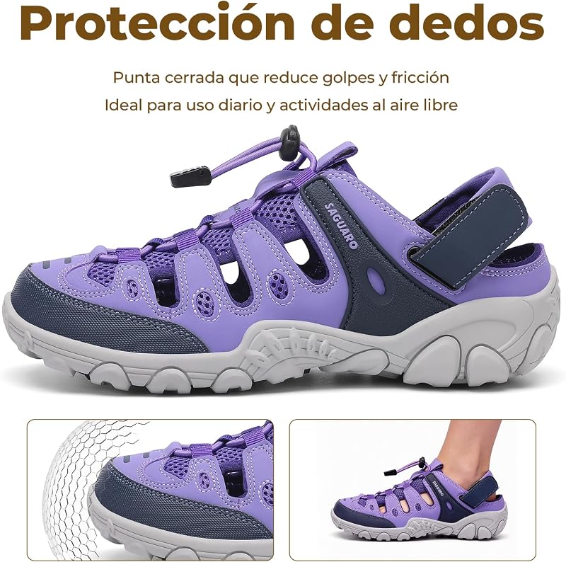 Sandálias de trekking femininas leves e respiráveis, Roxo 37