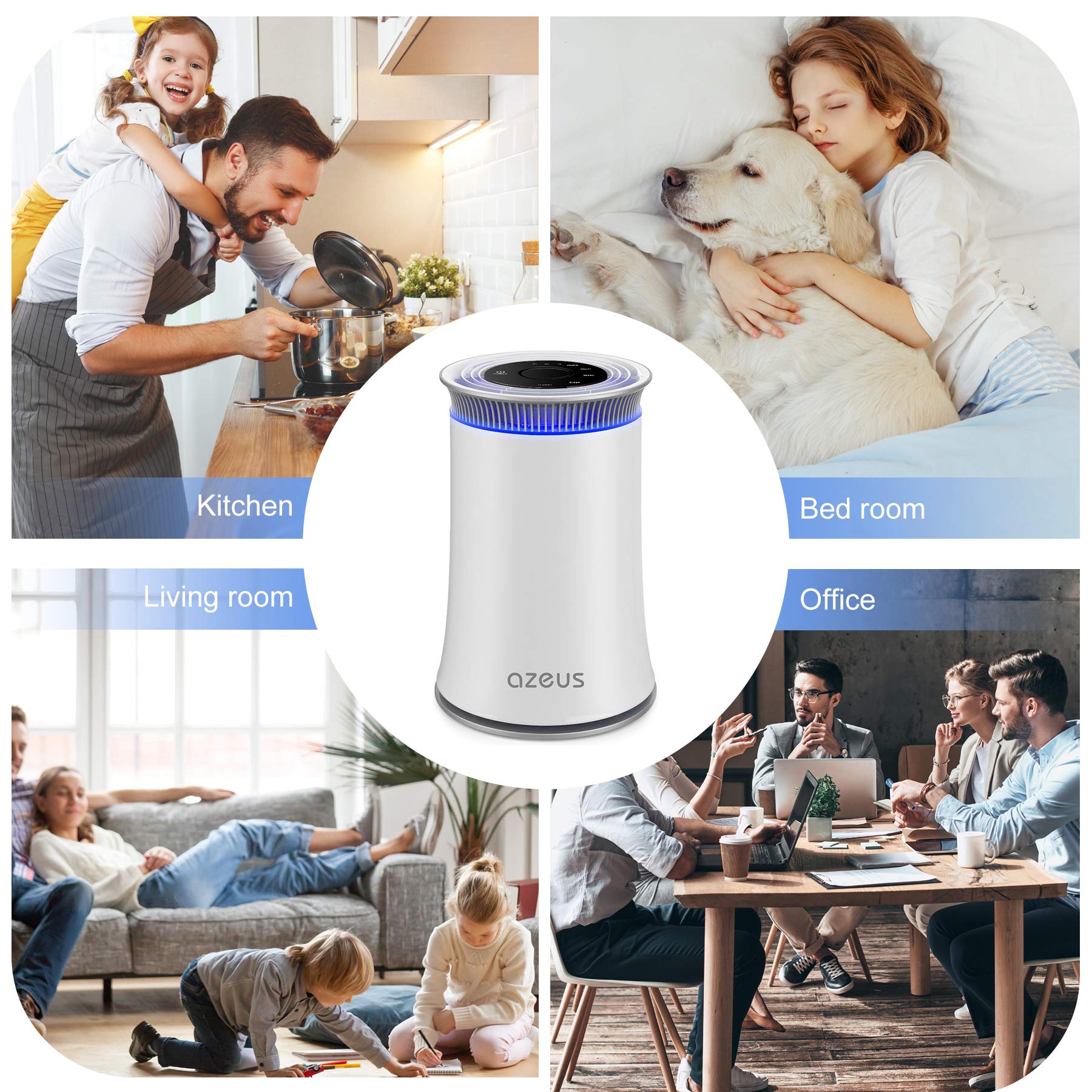 Air Purifier for Home Pets Hair Dust in Bedroom Up Top 843 ft² H13 True HEPA Filter, 25db Filtration System Cleaner Odor Eliminators, Ozone Free, Remove 99.97% Dust Smoke VOCs