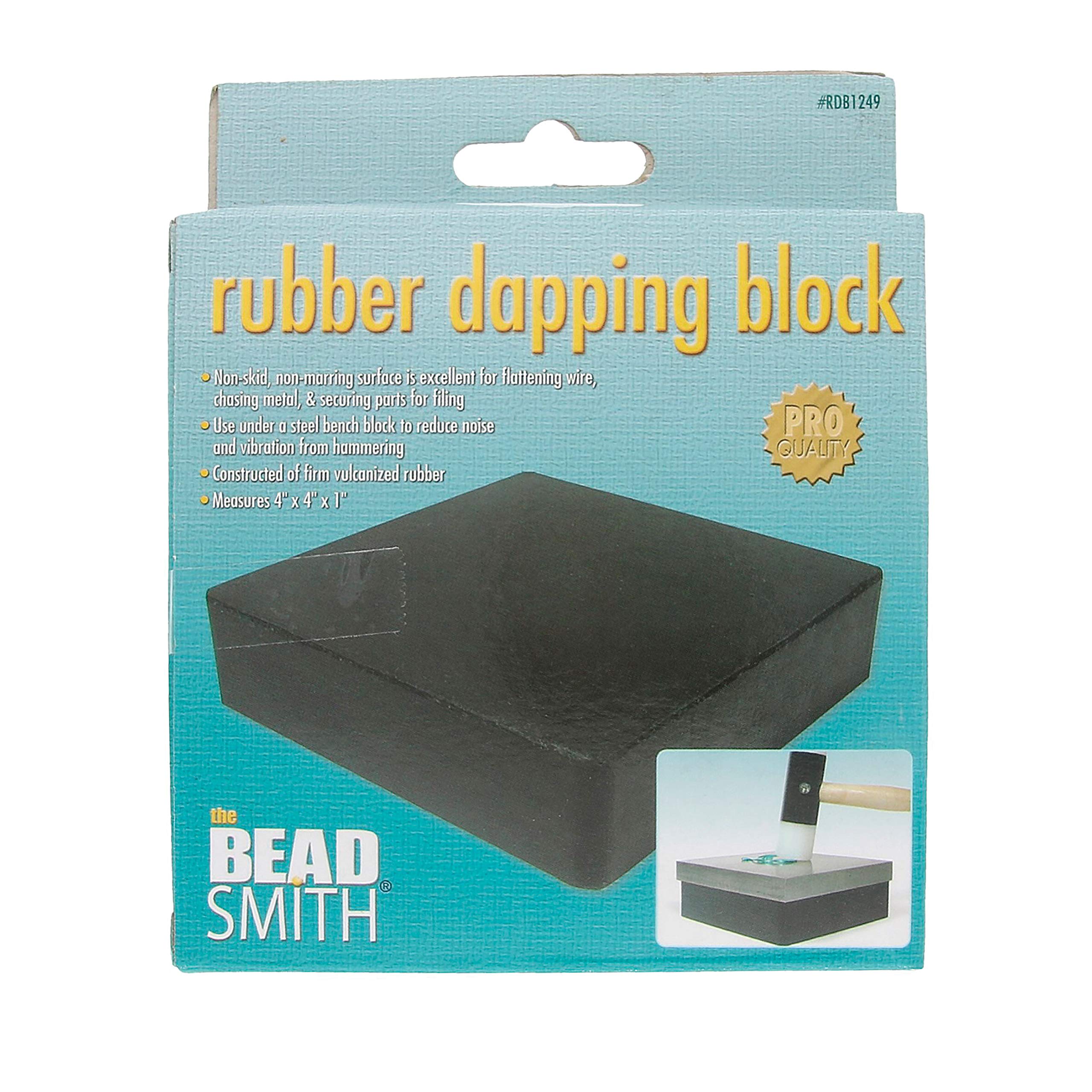 The Beadsmith Rubber Dapping Block, 4 x 4 x 1 inches, Jewelers Tool for Jewelry and Stamping