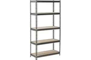 Muscle Rack UR301260PB5P-SV Silver Vein Steel Storage Rack, 5 Adjustable Shelves, 4000 lb. Capacity, 60" Height x 30" Width x 12" Depth, Silver