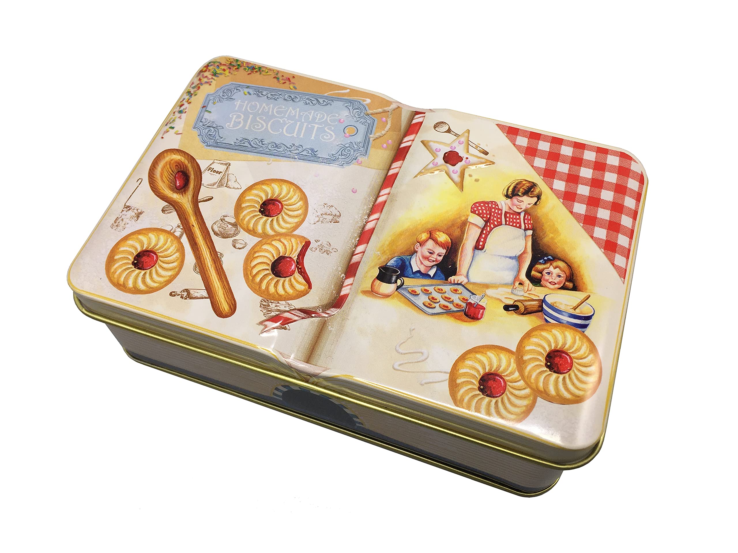 stylebox Small Nostalgic Rectangular Tin Homemade Cookies Biscuit Tin Decorative Box Storage Approx. 14.5 x 9 x 5 cm Volume: 670 ml