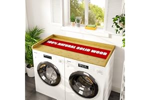 Avana (100% Natural Solid Wood Washer Dryer Countertop – Bamboo Pine Laundry Countertop with Raised Edges, 54” x 27.5” Counter Top for Washer and Dryer, Laundry Room Organizer & Tabletop