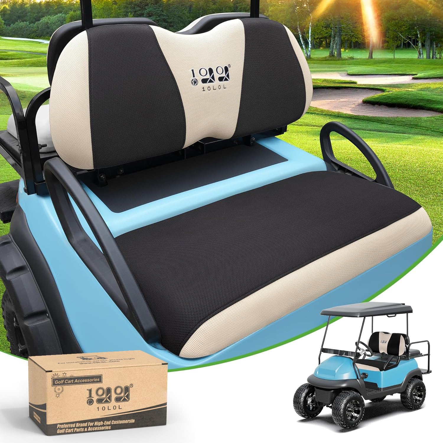 Photo 1 of 10L0L Golf Cart Seat Covers Universal for Yamaha Club Car Precedent Standard Front Seats, Breathable Mesh Bench Seat Cover, No Drilling Seat Cushion, All-Season Comfort Cool in Summer & Warm in Winter