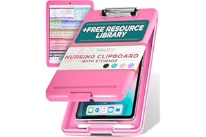 Tribe RN Nursing Clipboard with Storage - Medical Clipboard Nursing Essentials for Nurses and Nursing Students School Supplies with Quick Access Reference Guide (Pink)